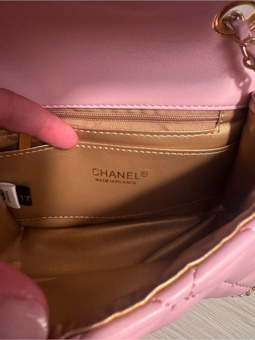 CHANEL Pink Quilted Mini Crossbody with Gold Chain - Picture 6 of 6